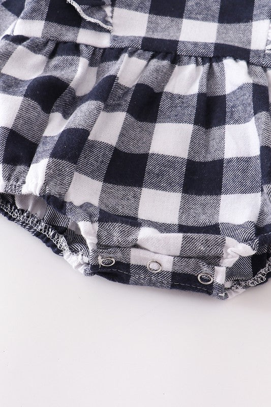 Black plaid ruffle baby romper