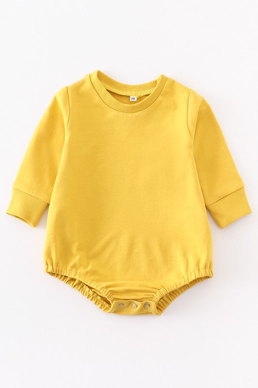 Mustard sweatshirt baby romper