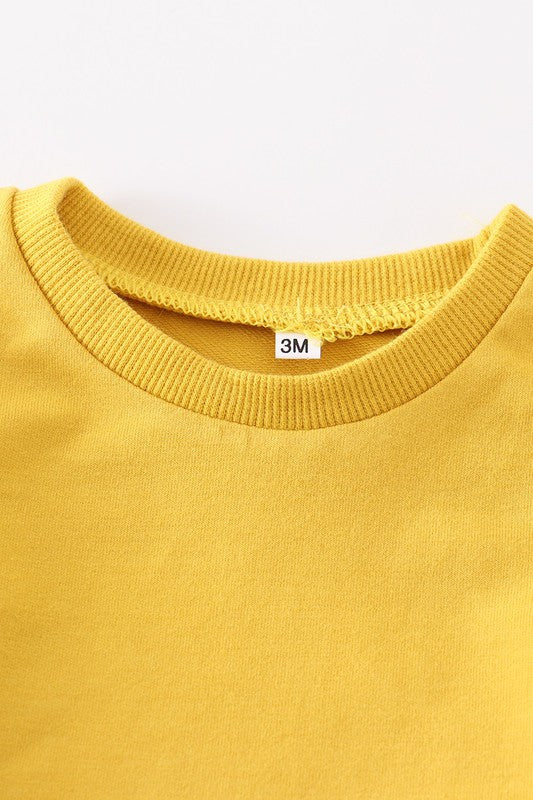 Mustard sweatshirt baby romper