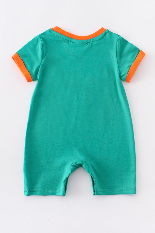 Green dinosaur boy romper