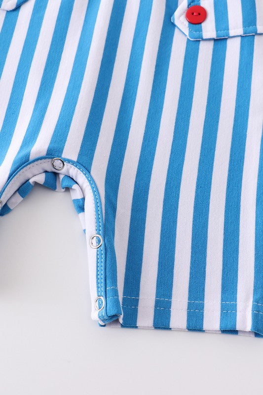 Blue stripe sailing boat applique boy jonjon