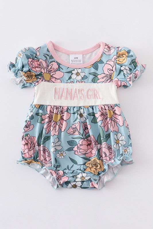 Pink floral MAMA'S GIRL girl baby romper