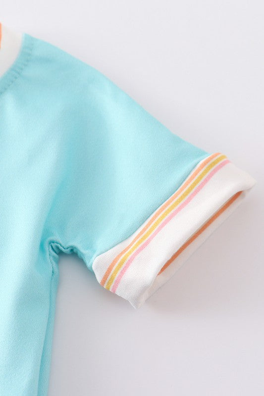 Blue rainbow baby boy romper